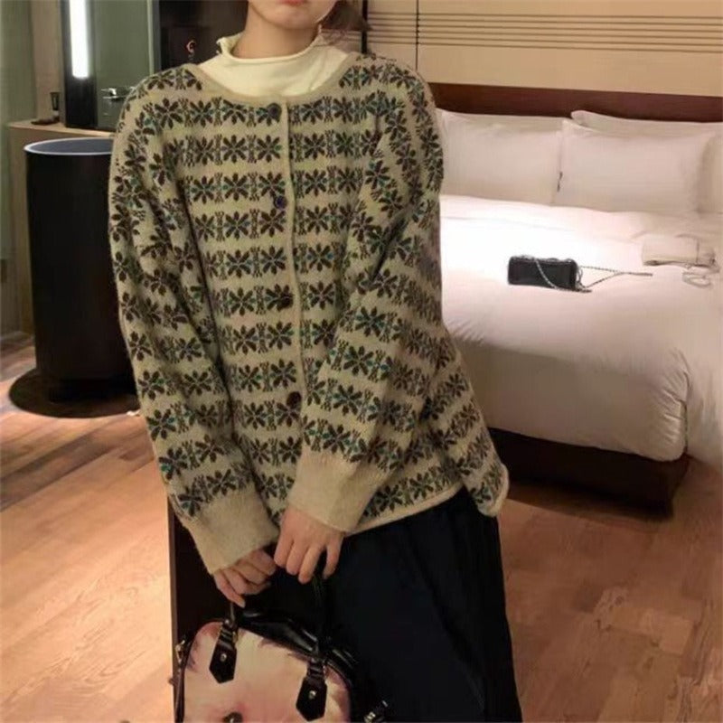 Pull en tricot pour femme avec motifs jacquard floraux et coupe confortable Chic und Stil