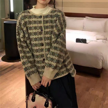 Pull en tricot pour femme avec motifs jacquard floraux et coupe confortable Chic und Stil