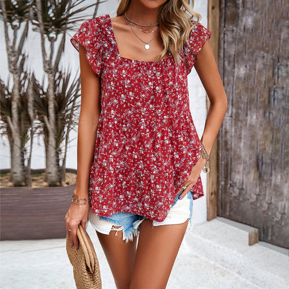 Blouse aérienne pour femmes avec détails volants et motif floral Chic und Stil
