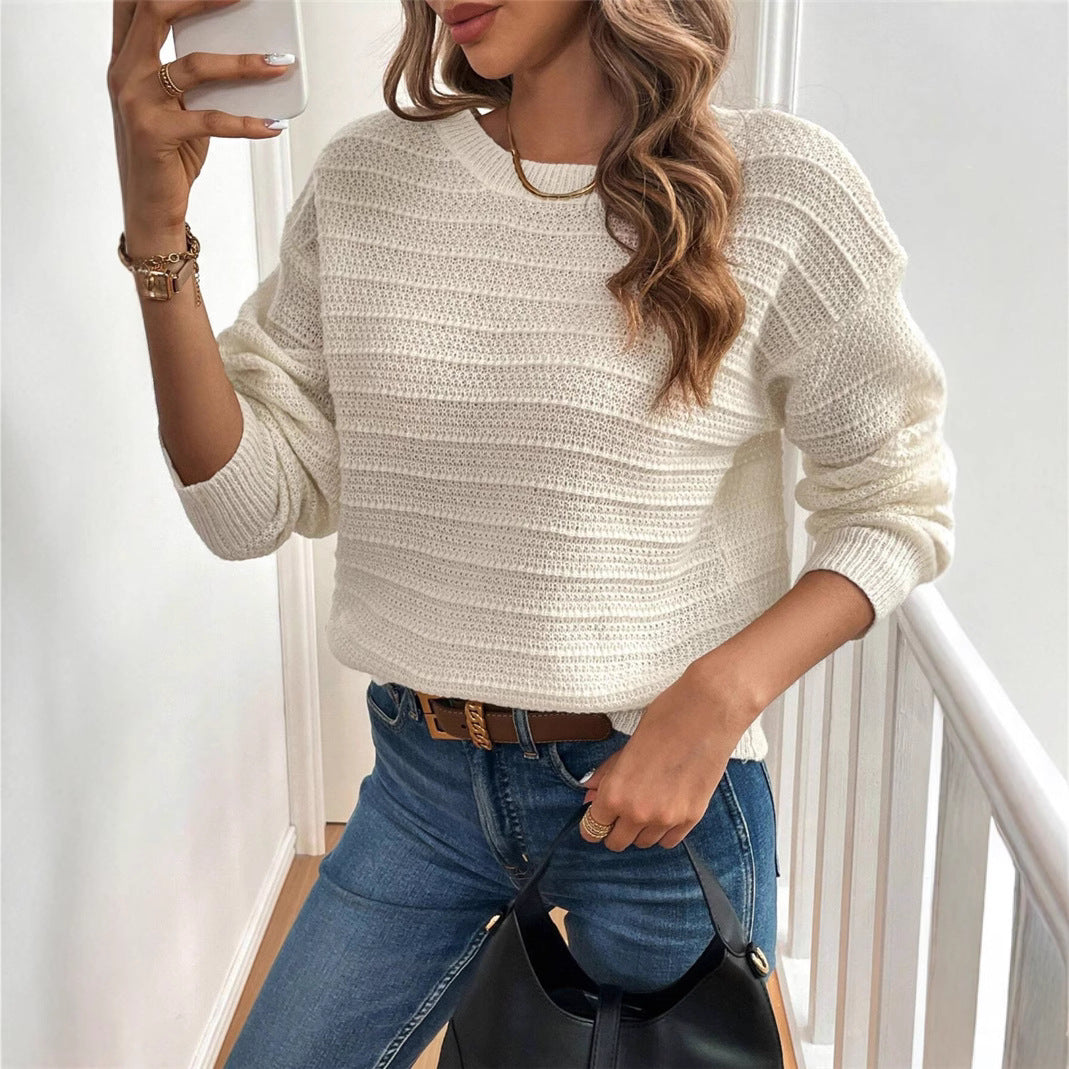 Pull femme en tricot à col en V avec élément décoratif de nœud Chic und Stil