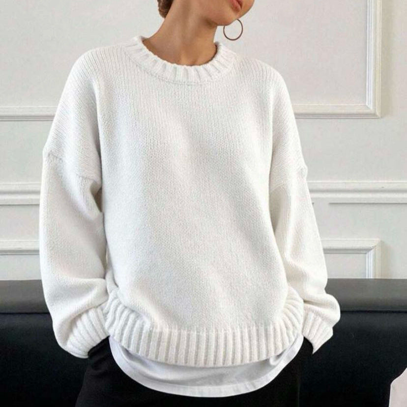 Femme pulls en tricot décontracté et surdimensionné avec col rond Chic und Stil