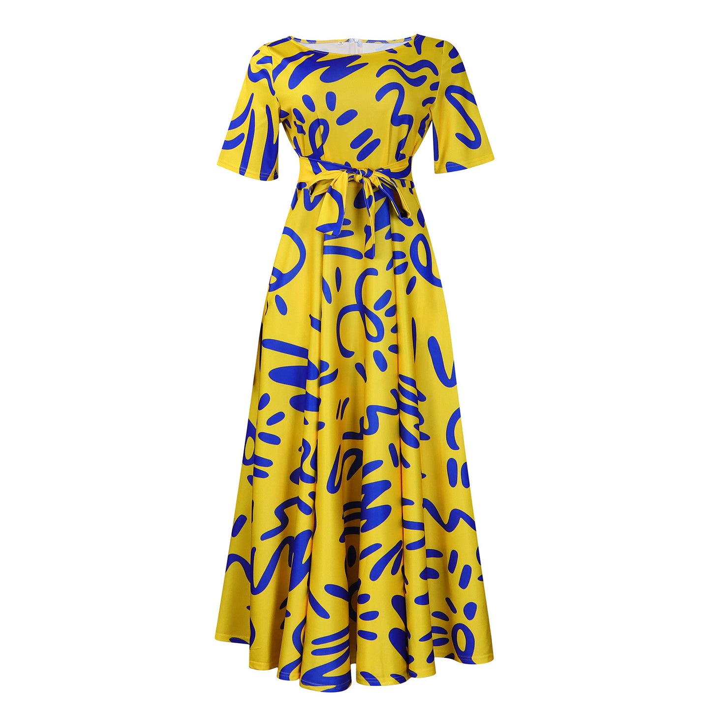 Robe maxi pour femmes avec un design graphique vif et des manches élégantes Chic und Stil