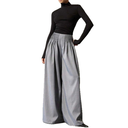 Ladies Elegant Wide Fabric Pants with High Waist and Harmonious Draping Chic and Style