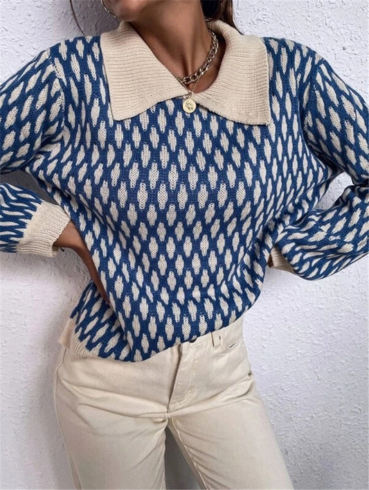 Pull femme designer avec col contrasté Chic und Stil
