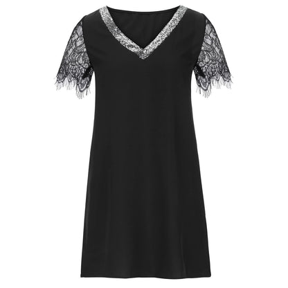 Dames Élégante Robe à Manches en Dentelle Chic und Stil