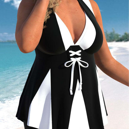 Dames Halterneck Maillot Tunika Set Chic und Stil