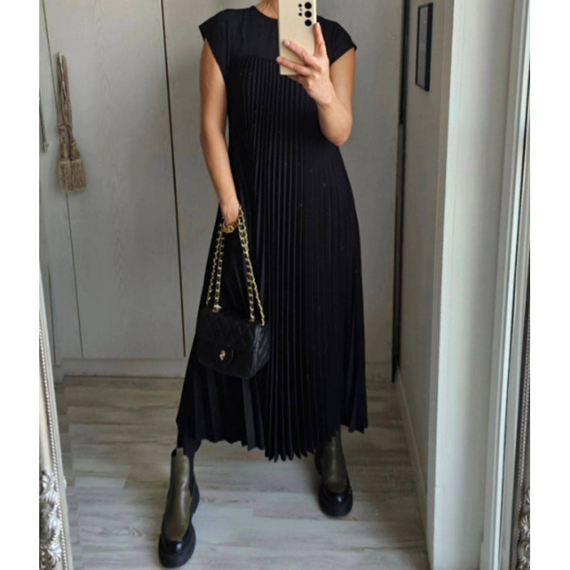 Robe maxi pour femmes avec des détails plissés et des poches latérales Style et élégance