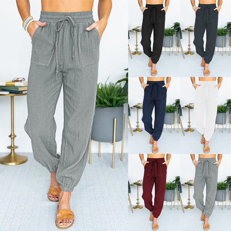 Casual women's pants with elastic waistband and practical pockets Chic and Style