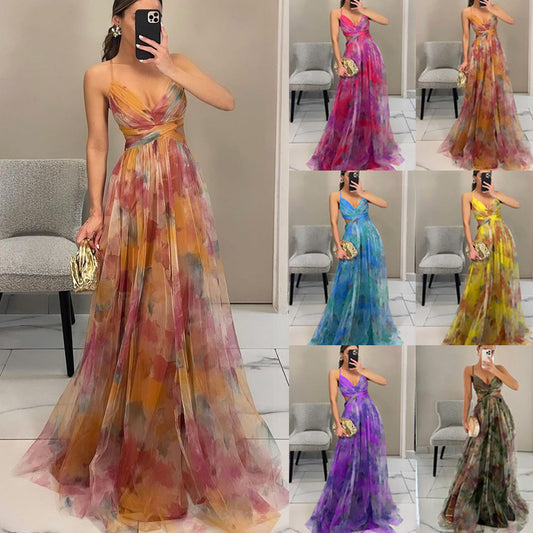 Robe de soirée en chiffon floral pour femmes Chic und Stil
