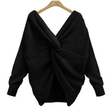 Pull en tricot pour femmes avec un design de dos unique et un décolleté en V profond Chic und Stil