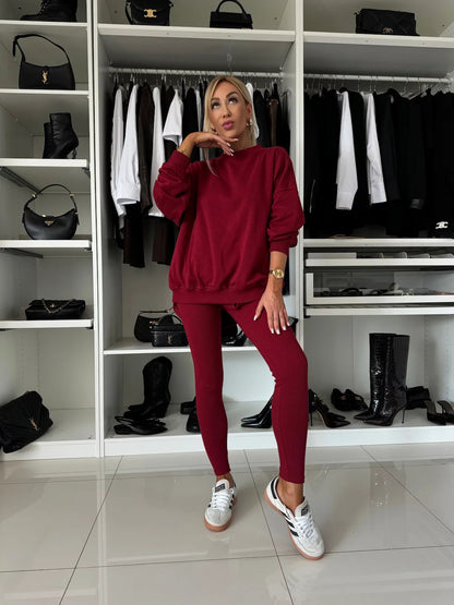 Pull oversized décontracté pour femmes avec une coupe à la mode et des leggings confortables Chic und Stil