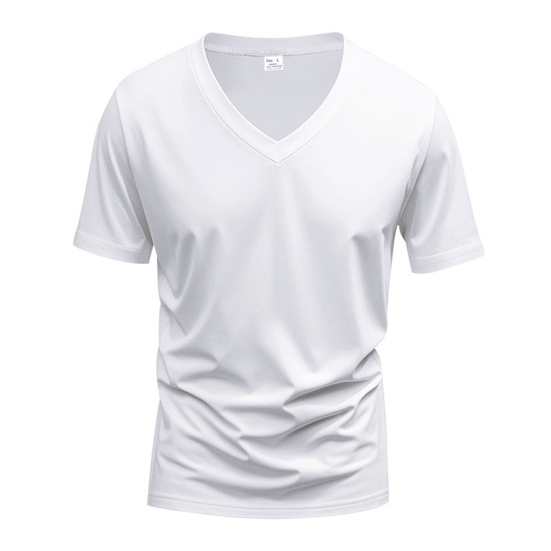 T-shirt pour hommes col en V en matériau fonctionnel respirant Chic und Stil