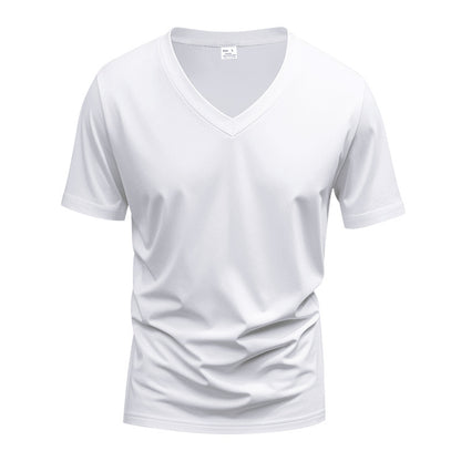 T-shirt pour hommes col en V en matériau fonctionnel respirant Chic und Stil
