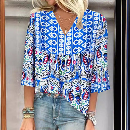 Tunique femme avec un design asymétrique original et un motif floral Chic und Stil
