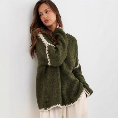 Pull en tricot douillet pour femmes avec des détails d'accent contrastants Chic und Stil