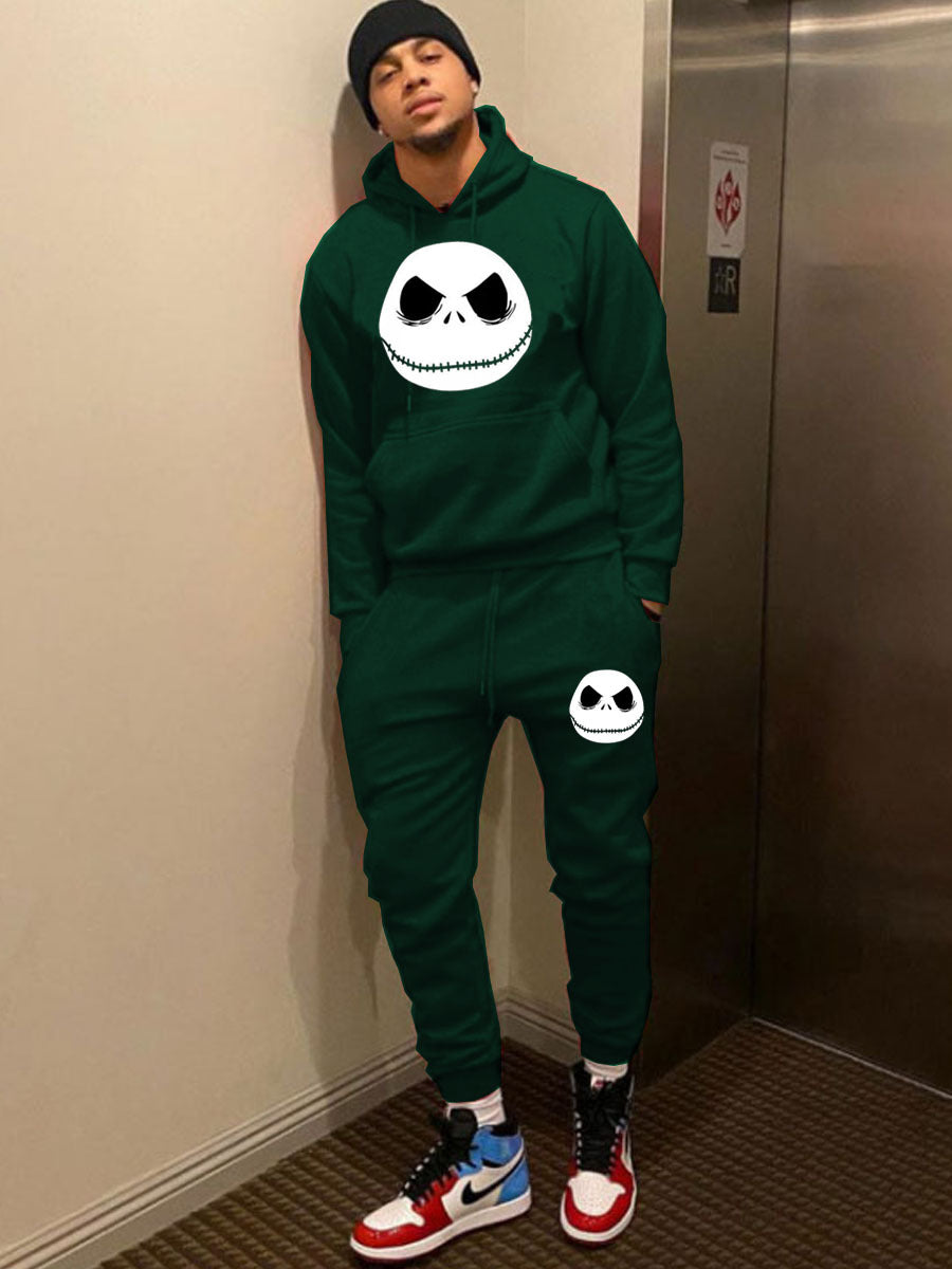 Women's sporty hoodie and jogger pants set with Jack Skellington pattern Chic and Style