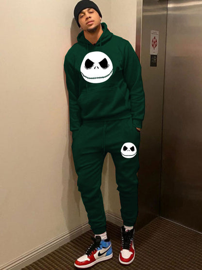 Women's sporty hoodie and jogger pants set with Jack Skellington pattern Chic and Style