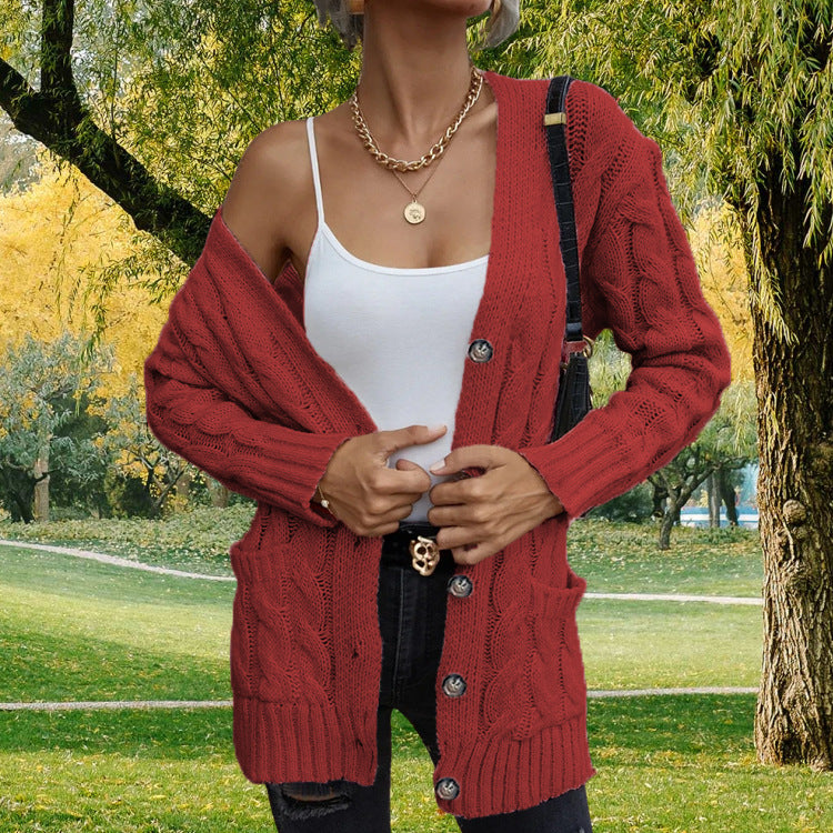 Cardigan en grosse maille pour femmes avec poches et motif torsadé à la mode Chic und Still