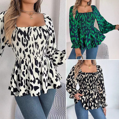 Blouse féminine tendance avec volants et imprimé animal chic Chic und Stil