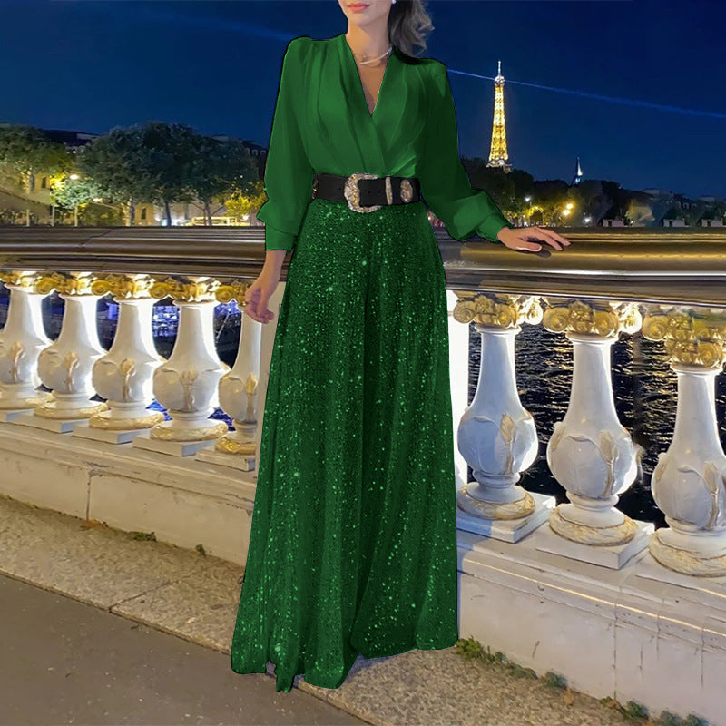 Robe de soirée glamour pour femmes avec haut scintillant et jupe évasée Chic und Stil