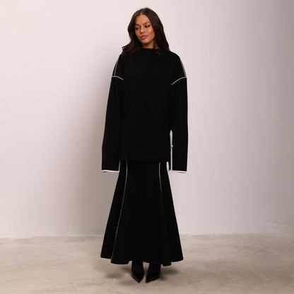 Dames Ensemble élégant composé d'un chemisier ample et d'une jupe évasée Chic und Stil