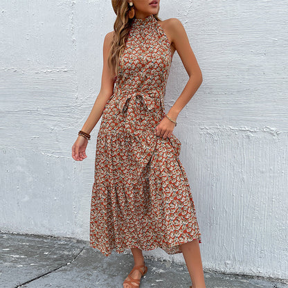 Robe maxi à col montant floral pour femmes Chic und Stil