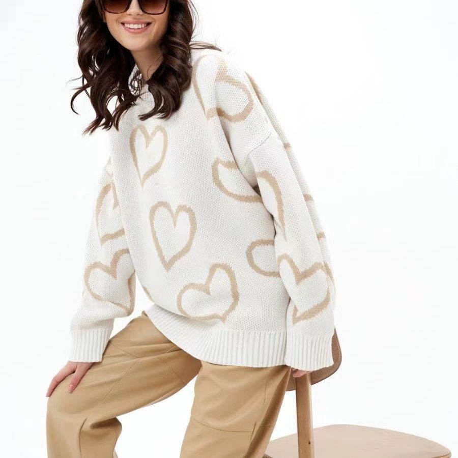 Pull oversized pour femmes avec motif cœur et coupe décontractée Chic und Stil