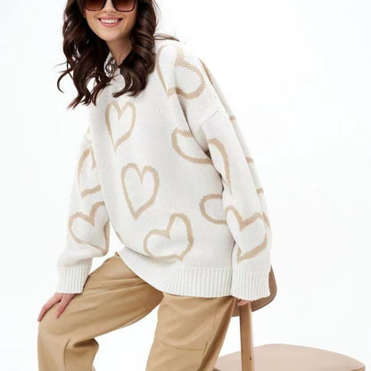 Pull oversized pour femmes avec motif cœur et coupe décontractée Chic und Stil