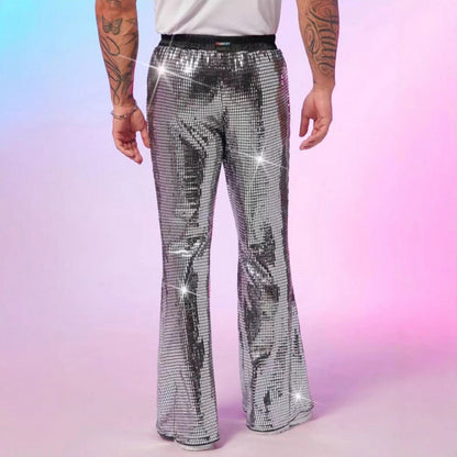 Men's glitter disco pants with wide leg and elastic waist Chic und Stil
