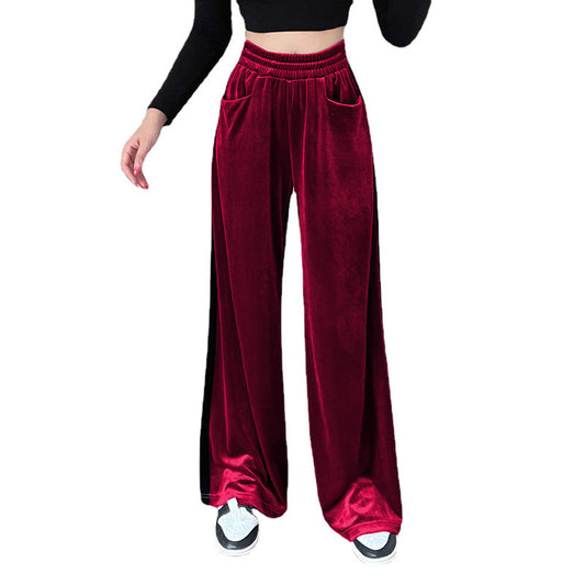 Wide Palazzo pants for women in velvety material with high waist and practical pockets Chic and Style