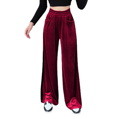 Wide Palazzo pants for ladies in velvet material with high waist and practical pockets Chic and Style
