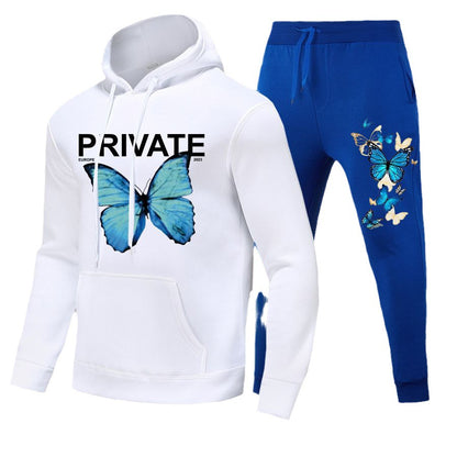 Women's hoodie and jogger pants set with colorful butterfly print Chic und Stil
