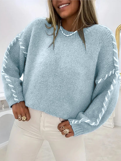 Pull en tricot surdimensionné pour femmes avec ourlet contrastant Chic und Stil