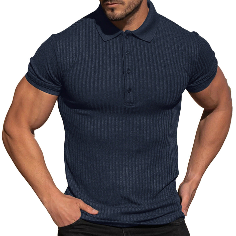 Chemise polo à manches courtes pour hommes en tissu structuré respirant avec col stylé Chic und Stil
