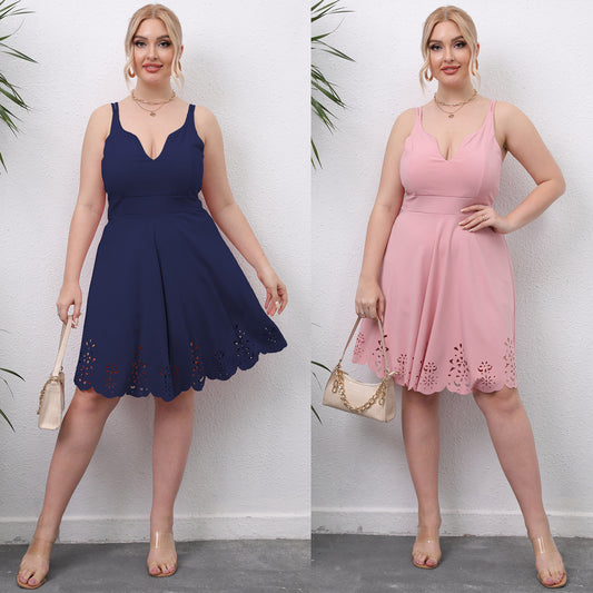 Dames Élégant Été A-ligne Robe avec Finition en Dentelle Chic und Stil