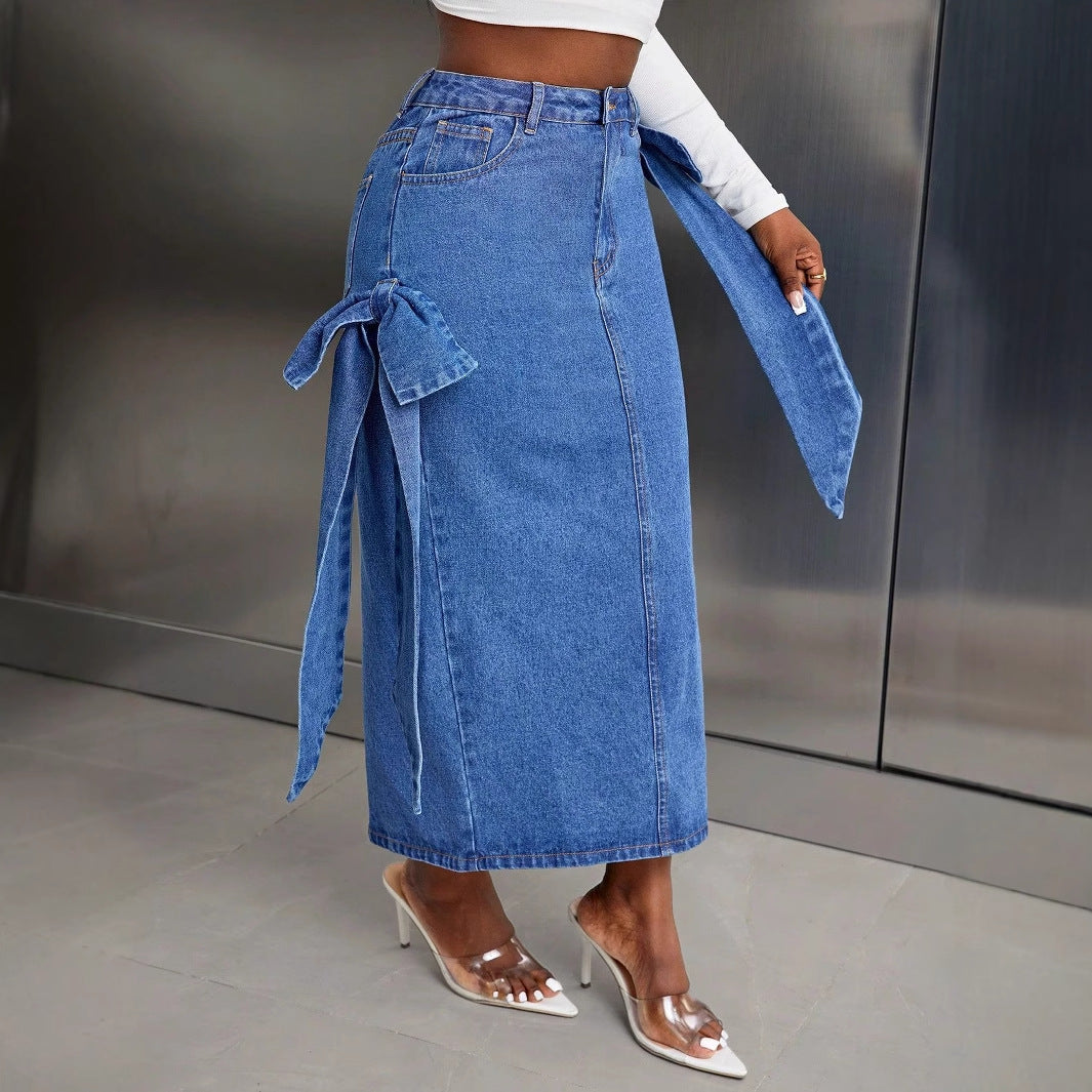 Jupe maxi pour femmes avec poches latérales et ceinture tendance à nouer Chic und Stil