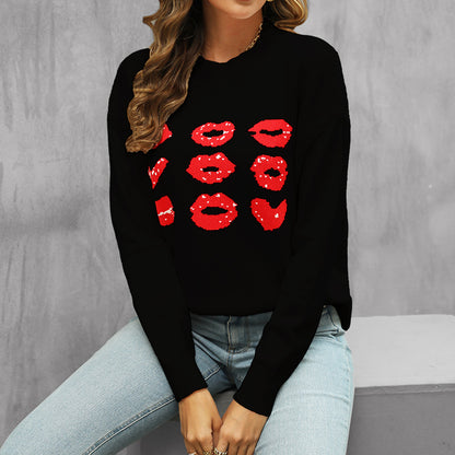Pull femme avec motif de baiser et coupe décontractée Chic und Stil