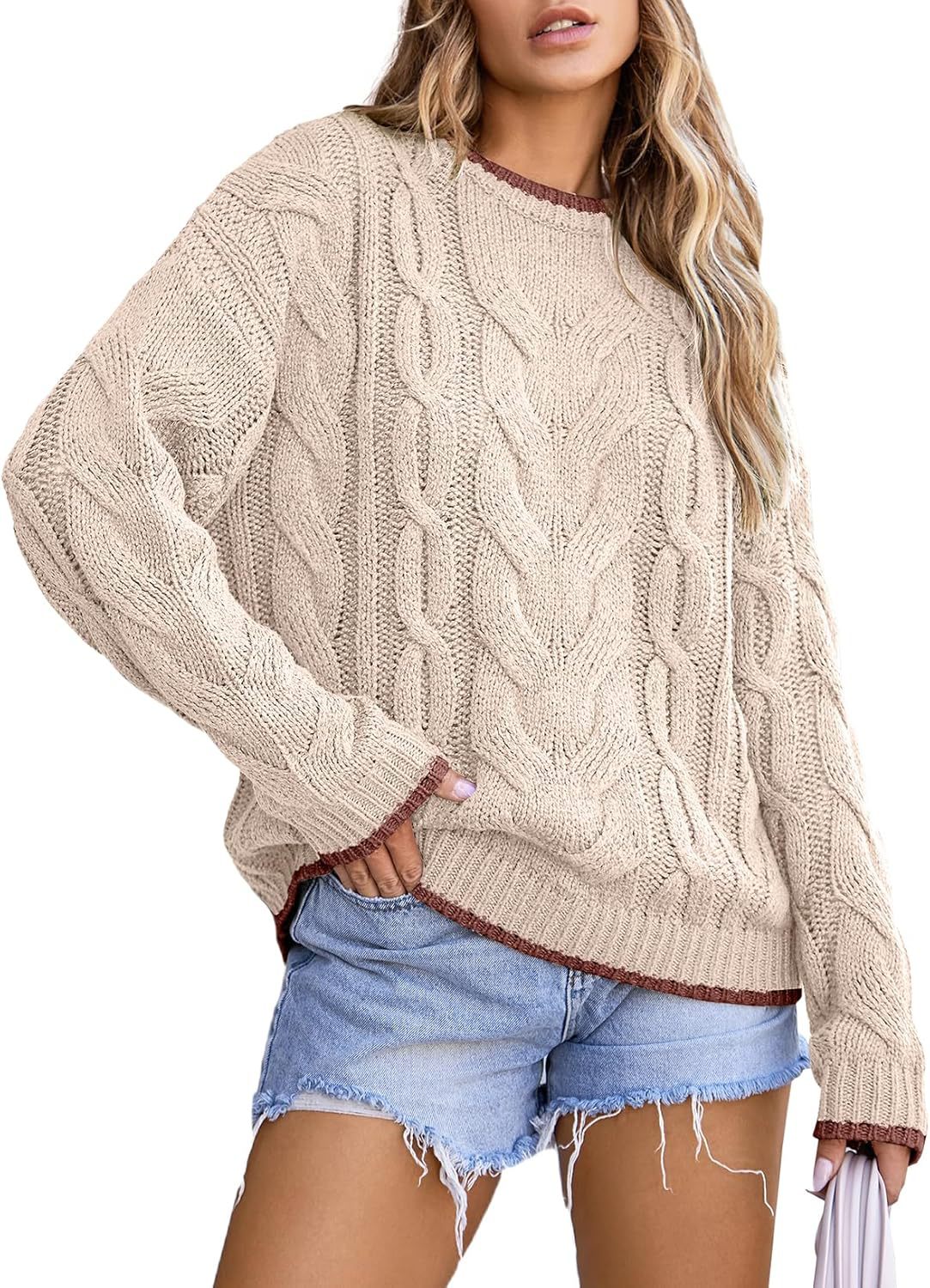 Pull en tricot pour femmes avec un motif de tresse épais Chic und Stil