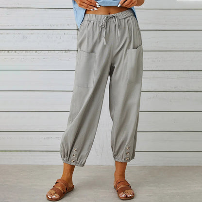 Casual pants for women with practical pockets and elastic edges Chic and Style