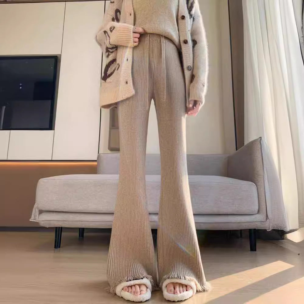 Comfortable ribbed knit pants for women with wide legs Chic and Style