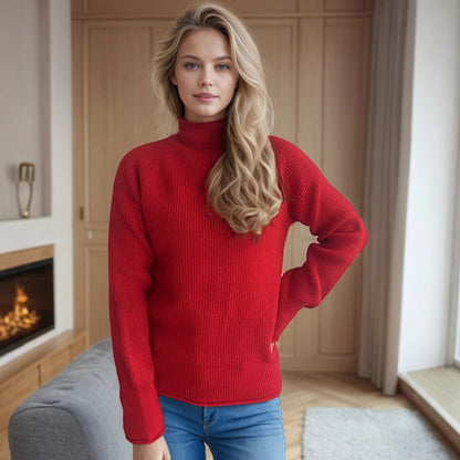 Pull femme avec col haut et motif tricoté texturé Chic und Stil