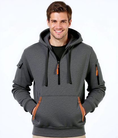 Homme pull à capuche tendance avec poches polyvalentes et fermeture éclair moderne Chic und Stil