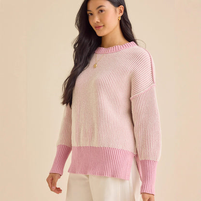 Pull en maille décontracté pour dames avec un motif à côtes moderne et des épaules dénudées Chic und Stil