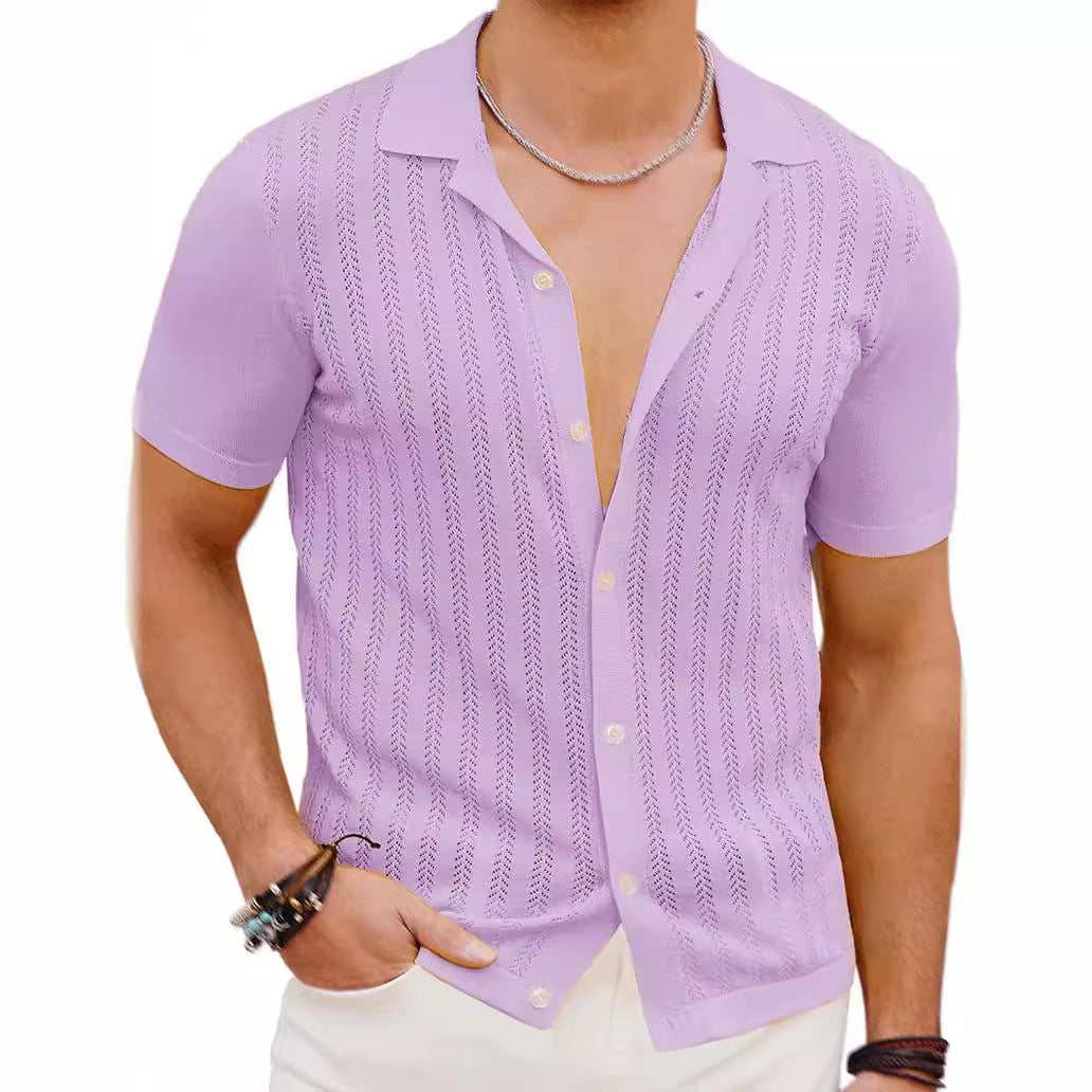 Chemise en tricot à manches courtes pour hommes avec design texturé Chic und Stil