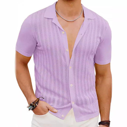 Chemise en tricot à manches courtes pour hommes avec design texturé Chic und Stil