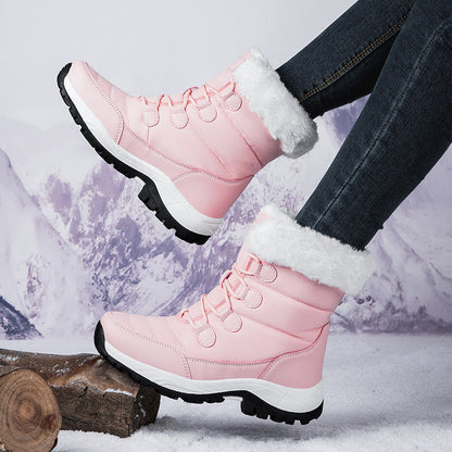 Chic und Stil | Boots - Knee-high - Quilted - Lined with faux fur - Lacing
