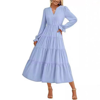 Robe maxi à manches longues pour femmes avec volants Chic und Stil