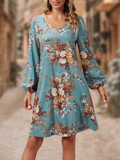 Robe chemise femme avec design floral et manches volumineuses Chic und Stil