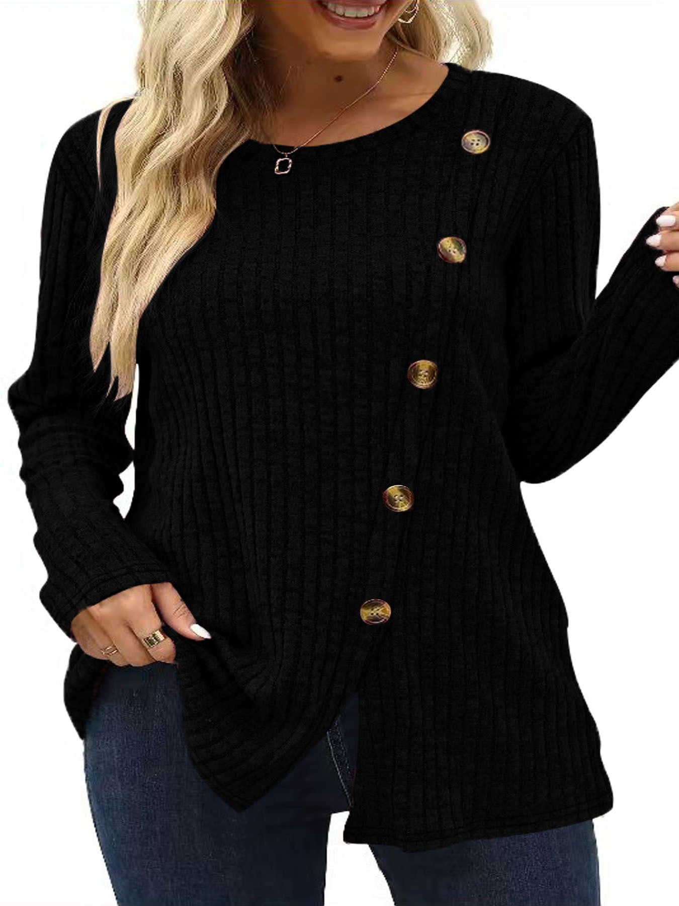 Pull en tricot pour femmes avec détails en boutons Chic und Stil