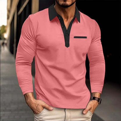 Poloshirt à manches longues pour hommes avec col à la mode Chic und Stil